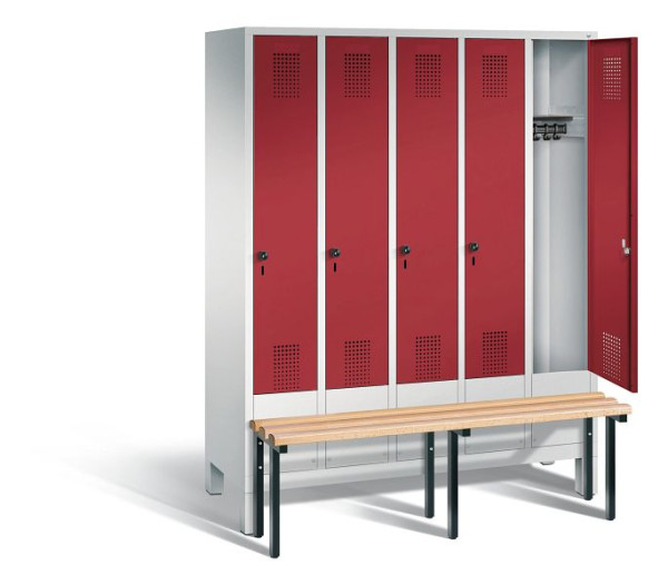 C+P Spind Evolo, 5 Abteile, H1850xB1480xT815 mm, Lichtgrau/Rubinrot, 48030-50 S10021