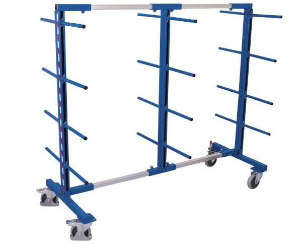 VARIOfit Tragarmwagen zweiseitig, Außenmaße: 840 - 2.200 x 830 mm, RAL 5010 enzianblau, sw-210.007