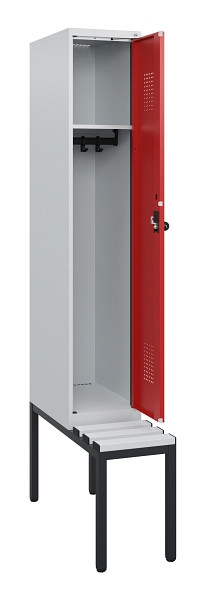 C+P Spind Evolo PLUS, 1 Abteil, 1950x300x815mm, 7035/3000, Drehriegel, Sitzfläche Kunststoff, Sitzbank, 0490505-10 S10057