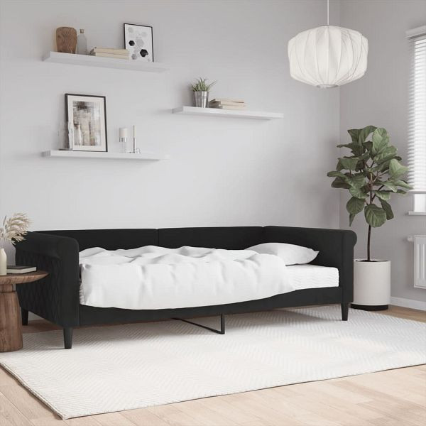 vidaXL Tagesbett mit Matratze Schwarz 100x200 cm Samt, 3197758