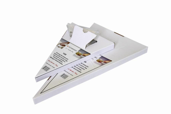 Schneider Einweg-Spritzbeutel, geschlossene Spitze, 545 x 300 mm, 75 µ, lose in weißer Spenderbox, VE: 100 Stück, 391410