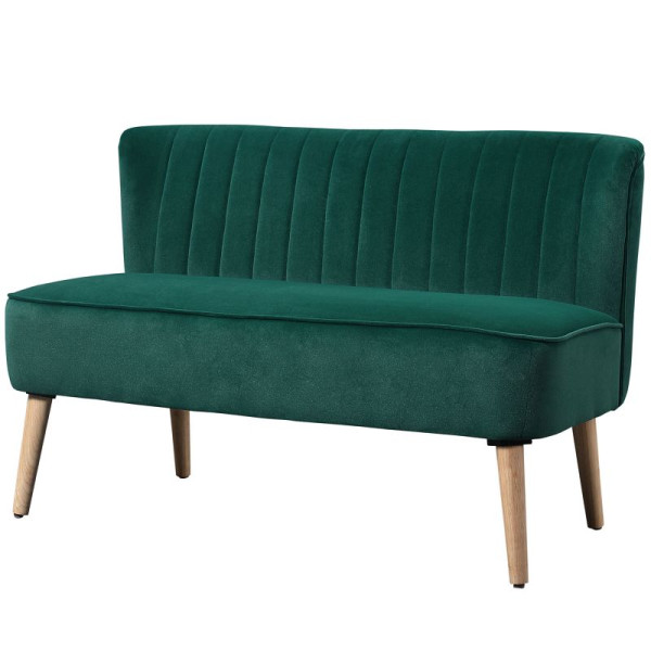 HOMCOM Sofa Retrodesign 2-Sitzer-Sofa, Holzbeine, 117 x 56,5 x 77 cm, Dunkelgrün, 833-524V05