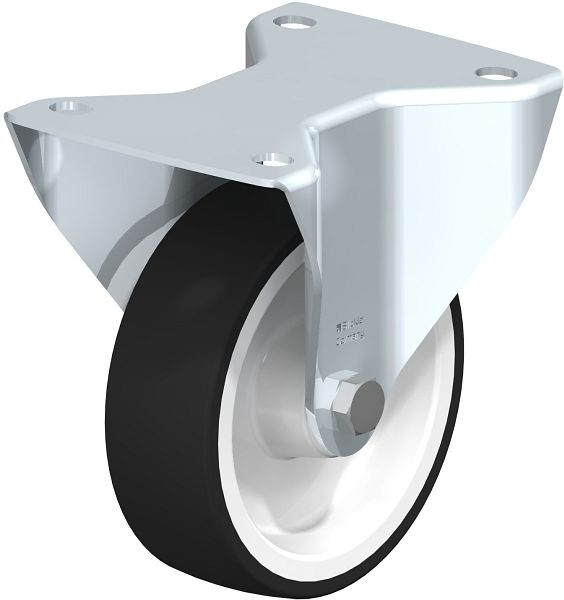 Blickle BK-POTH 125R-3 Stahlblech-Bockrolle, schwere Ausführung, mit Anschraubplatte, Thermoplastisches Polyurethan, Grau, 264473