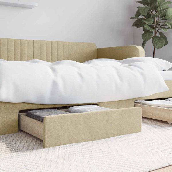 vidaXL Bettschubladen 2 Stk. Creme Holzwerkstoff und Stoff, 833914