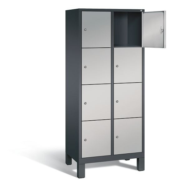 C+P Schließfachschrank Evolo, H1850xB810xT500mm, Farbe: Schwarzgrau / Weißaluminium, 48010-224 S10183