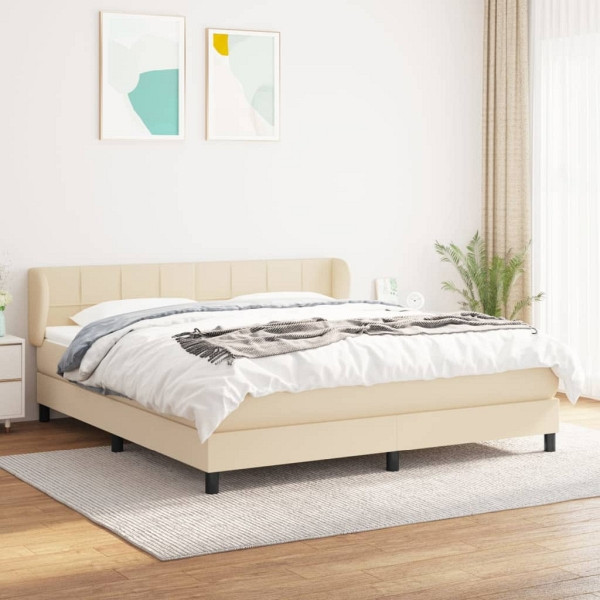 vidaXL Boxspringbett mit Matratze Creme 180x200 cm Stoff, 3126266
