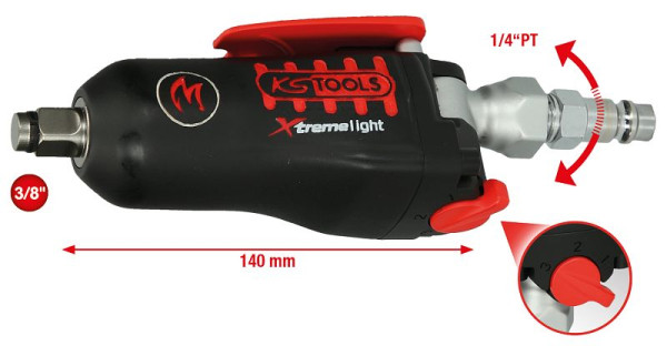 KS Tools 3/8" MONSTER Xtremelight Mini-Druckluft-Schlagschrauber mit Umschaltwippe, 108Nm, 515.3830