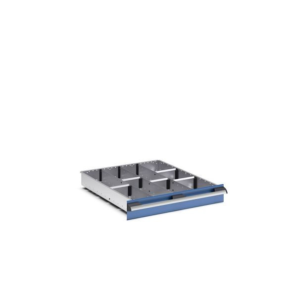 bott cubio Sortiment mit 10 Trennwänden, 3x Trennwand/7x Steckwand, BxTxH: 650x750x77mm, verzinkt, Silber, 43020649.51