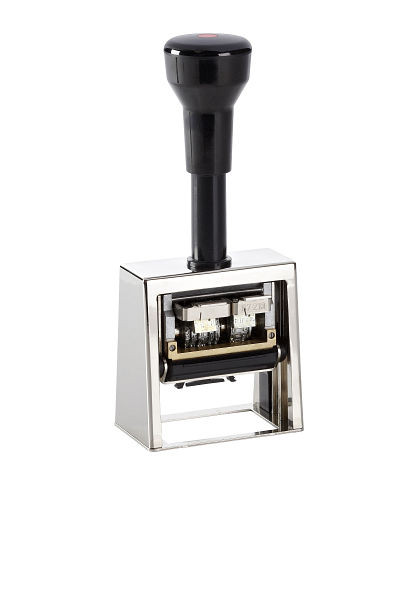 REINER Datum-Uhrzeit-Stempel D53Z, mit ungravierter Messing-Textplatte 50x30mm, 4mm Block, mit Stundenrädern, Datum in Zahlen, gekürztes Jahr, 81000-200