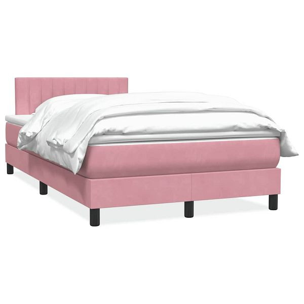 vidaXL Boxspringbett mit Matratze Rosa 120x220 cm Samt, 3316448