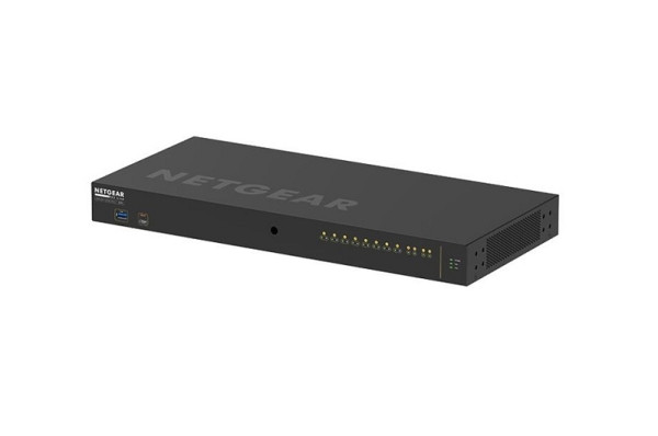 Netgear Managed AV Switch, 8x 1Gbit (RJ45 PoE+), 2x 1GBit (RJ45), 2x 1GBit (SFP), 125W PoE+, GSM4212P-100EUS