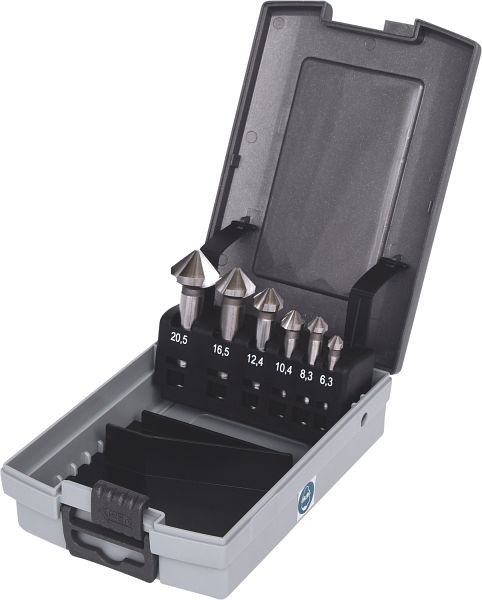 KS Tools HSS Kegel- und Entgratsenker-Satz, Kunststoffkassette 6-teilig, 336.0446