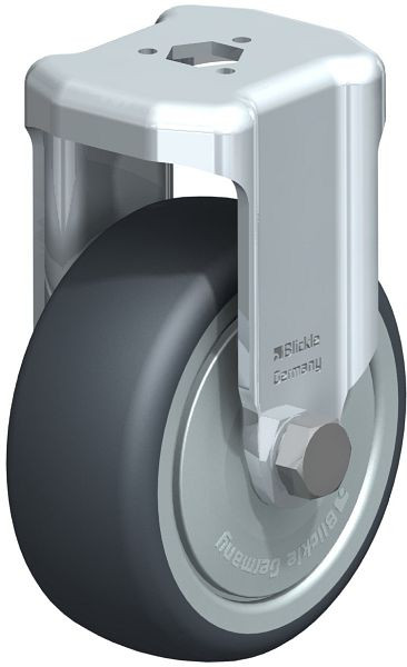 Blickle BKRA-TPA 80K-FK Apparate-Bockrolle mit Rückenloch, Thermoplastisches Gummi-Elastomer, Grau, 575126