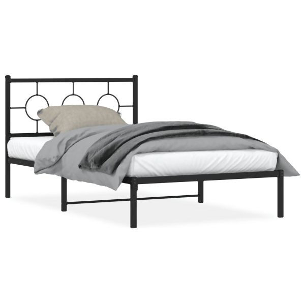 vidaXL Bettgestell mit Kopfteil Metall Schwarz 107x203 cm, 376222