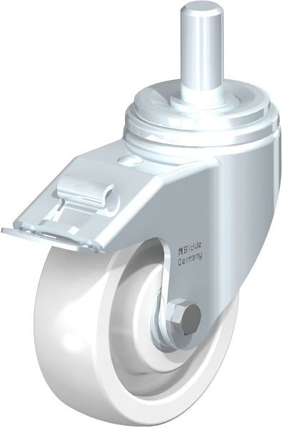 Blickle LHZ-SPO 150K-FI Stahlblech-Lenkrolle, Schwerlast-Ausführung, mit Zapfen & Feststeller, Polyamid, Weiß, 754668