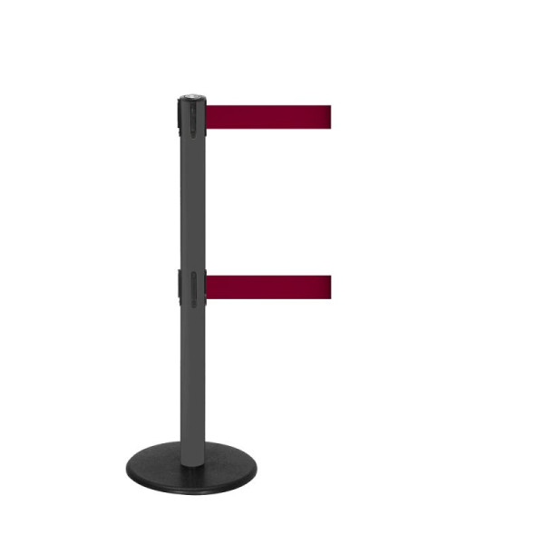 Stein HGS Personenleitsystem -P-Line Duo-, anthrazit, burgunder, mit magnetischem Gurtendstück, Gurtlänge: 2 x 2,3 m, 36399-1404