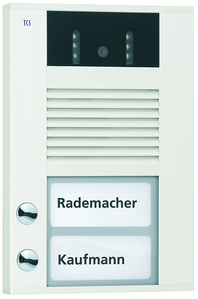 TCS Video-Außenstation mit 130-Grad-Kamera Serie AVD mit 2 Klingeltasten (rechtsbündig), AP weiß, AVD14023-0018