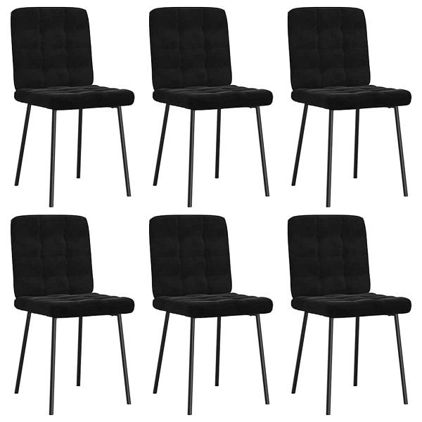 vidaXL Esszimmerstühle 6 Stk. Schwarz Samt, 3315456, 8721158569011