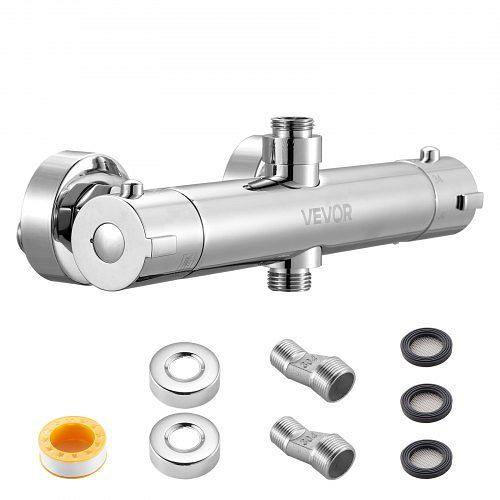 VEVOR Duscharmatur mit Thermostat 38 °C Sicherheitsschloss, Duschhahnventil Bad/Wohnmobil/Hotel Chrom-Silber, YXFSKDSHWWKFZJJ4D001V0