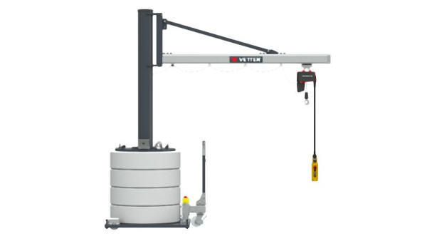 Vetter 320kg, 3,9m, 270°, Mobiler Schwenkkran MOB12-US3,2-3,9 + Elektrokettenzug, MOB12-US3,2-3,9+SIXX4F-BL+V1590
