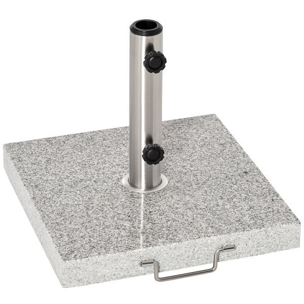 Outsunny Sonnenschirmständer aus Edelstahl Schirmständer mit Griffe, halbrund Schirmhalter, Ø3,8-Ø4,8 cm, für Balkon, Terasse, Garten, 840-117