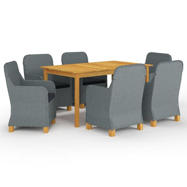 vidaXL 7-teilig Garten-Essgruppe Hellgrau, 3067853, 8720286338902