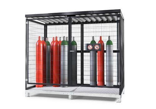 DENIOS Gasflaschenlager GSN 2.28, grau, mit Bodengruppe, 256860