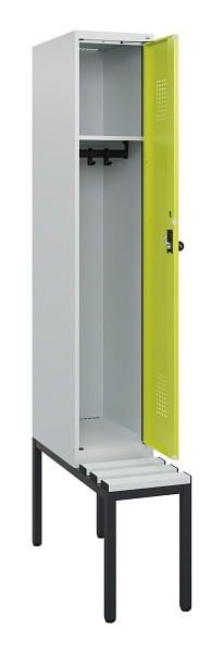 C+P Spind Evolo PLUS, 1 Abteil, 1950x300x815mm, 7035/0024, Drehriegel, Sitzfläche Kunststoff, Sitzbank, 0490505-10 S10069