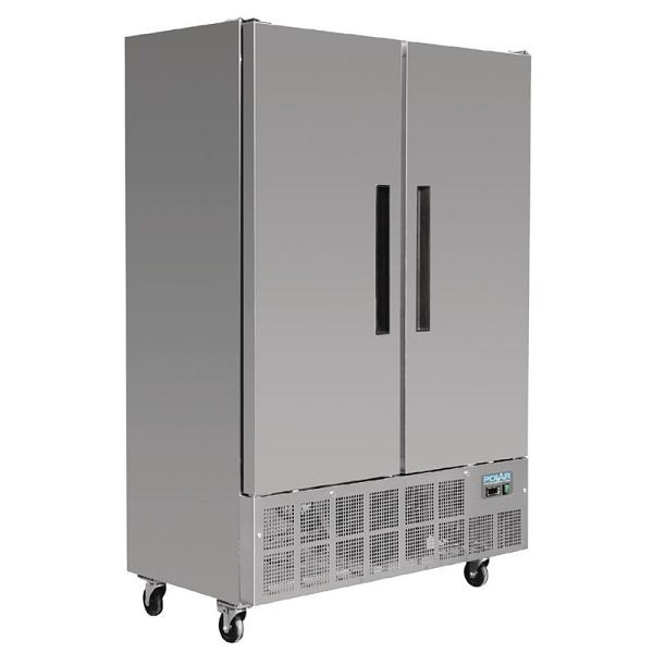 Polar Slimline Gefrierschrank Edelstahl (Nutz)Kapazität: 960/671 l, 6 Roste, 2-türig, Edelstahl, 870 W, 230 V, 201 x 134 x 71 cm, GD880