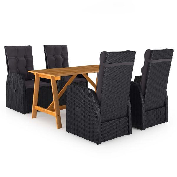 vidaXL 5-teilig Garten-Essgruppe Schwarz, 3068768, 8720286336397
