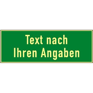 Moedel Rettungszeichen-Text und/oder Symbol nach Angabe, Kunststoff, nachleuchtend, 160-mcd, 400x200mm, 99996