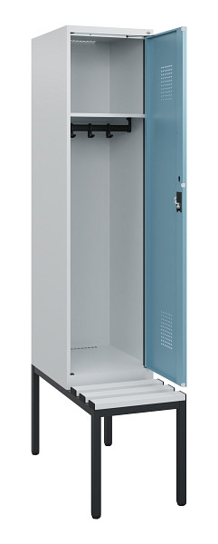 C+P Spind Evolo PLUS, 1 Abteil, 1950x400x815mm, 7035/0010, Zylinderschloss, Material Sitzfläche Kunststoff, Sitzbank, 0490505-12 S10090