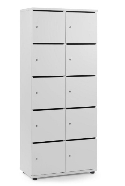 Deskin Schließfachschrank OFFICE-LINE mit 10 Fächern, Lichtgrau, 800 x 420 x 1890 mm, mit Posteinwurf, 10 Abteile, Korpus: Lichtgrau, 290102