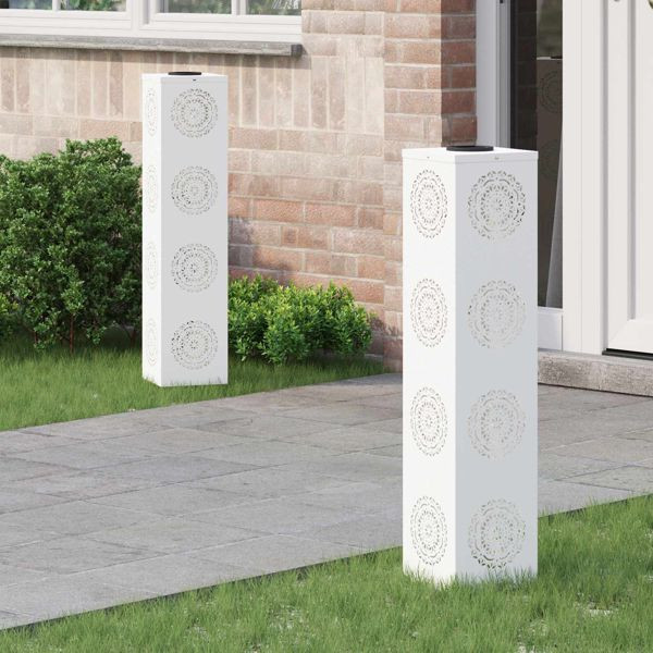 vidaXL Solar LED Weg Licht 2 pcs Weiß Kalt gewalzter Stahl, 879787