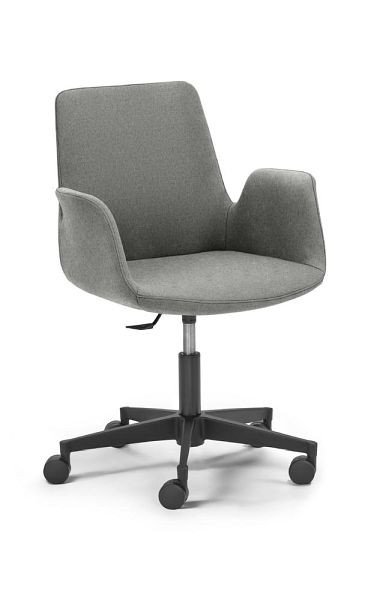 Deskin Konferenz-/Bürostuhl HELLA DV, Fußkreuz Polyamid schwarz, Stoff Basic MC, grau, 352928