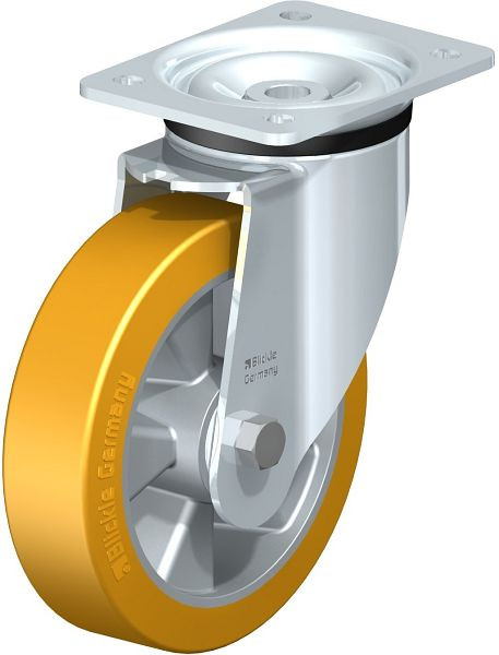 Blickle LK-ALTH 180K Stahlblech-Lenkrolle, schwere Ausführung, mit Anschraubplatte, Blickle Extrathane®, Hellbraun, 514216