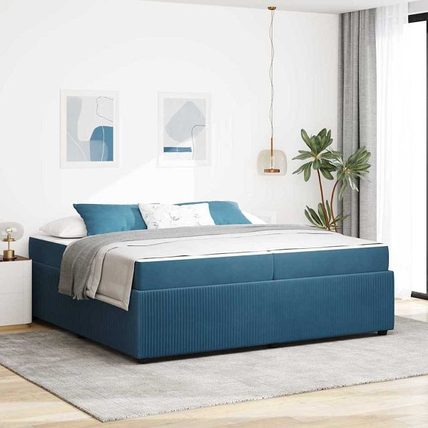 vidaXL Bettgestell mit Matratze mit Matratze Blau 200 x 200 cm Samt, 3398442