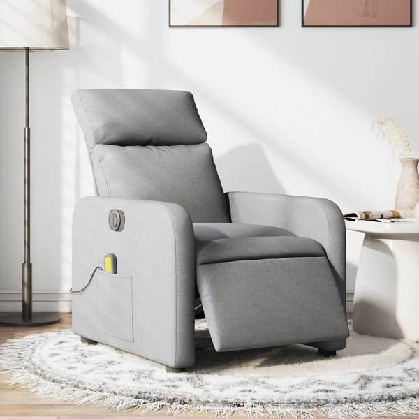 vidaXL Massagesessel Elektrisch Hellgrau Stoff, 3206690