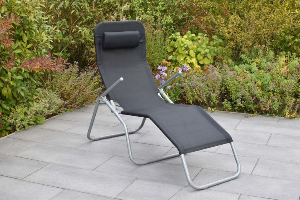 Merxx Wellnessliege XXL inkl. Kopfkissen, besonders große Grundmaße, Silber/schwarz, Stahlgestell mit Textilbespannung, 50392-317