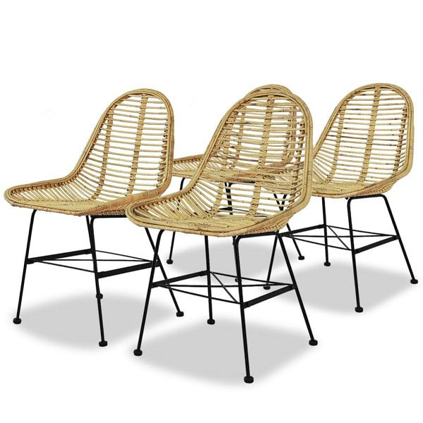 vidaXL Esszimmerstühle 4 Stück Natur Rattan, 244570, 8718475568858