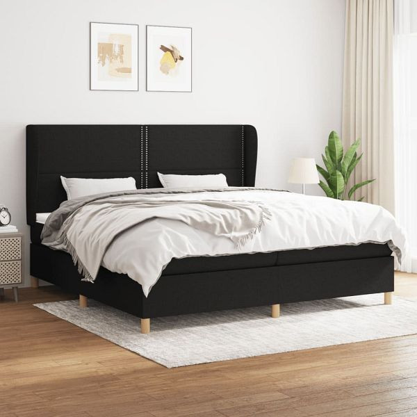 vidaXL Boxspringbett mit Matratze Schwarz 200x200 cm Stoff, 3128471