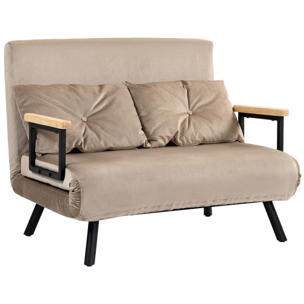 HOMCOM Schlafsofa 2er-Sofa Samtsofa, Schlaffunktion, inkl. 2 Kissen, Samtoptik, 839-835V00LG
