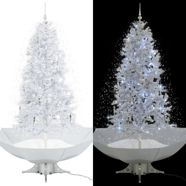 vidaXL Schneiender Weihnachtsbaum mit Schirmfuß Weiß 190 cm, 284338