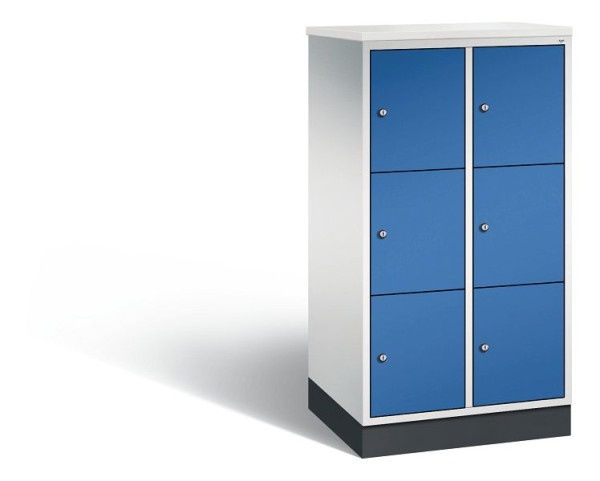 C+P Schließfachschrank Intro, H1255xB620xT490mm, Farbe: Lichtgrau / Enzianblau, 8573-201 S10247