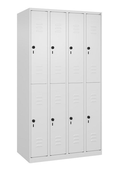 C+P Doppelstöckiger Spind Classic PLUS, 4 Abteile, 1850x1000x500mm, 9016/9016, Drehriegel, 080300-49 S10012