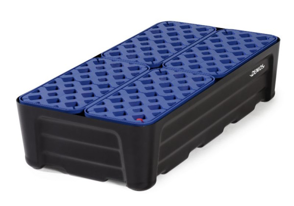 DENIOS Kleingebindewanne aus Polyethylen (PE), 40 Liter Auffangvolumen, 784 x 400 x 185 mm, mit Gitterrost, 328367