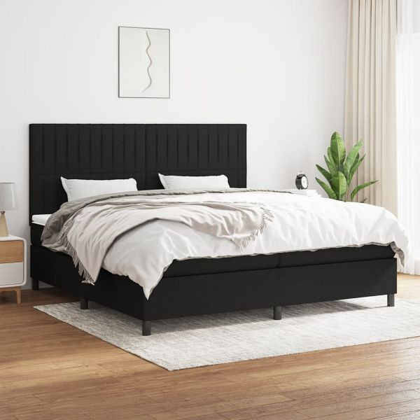 vidaXL Boxspringbett mit Matratze Schwarz 200x200 cm Stoff, 3141963
