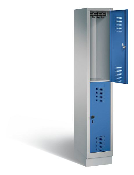 C+P Spind doppelstöckig Evolo, H1800xB320xT500mm, Farbe: Weißaluminium / Enzianblau, 48320-10 S10108