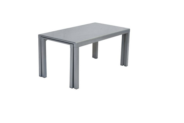 Merxx Flex Ausziehtisch 160/160 x 78/75 x78/74,5 cm, silbernes Gestell / grauer Glasplatte, Aluminium, 26500-219