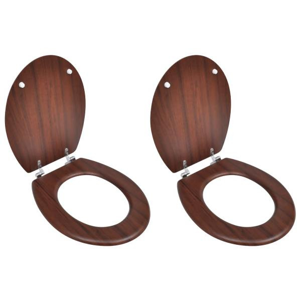 vidaXL Toilettensitze mit Deckel 2 Stück MDF Braun, 275909